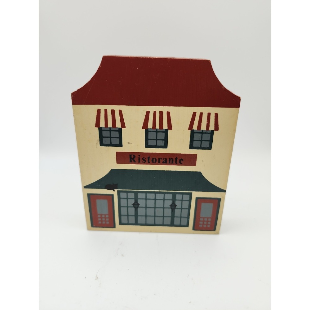 The Cats Meow Village Wood "Ristorante" Artist Signed FALINE  '89